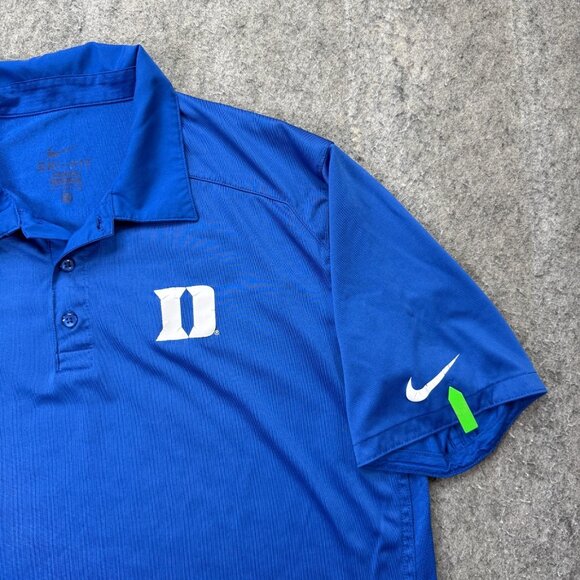 Duke Blue Devils Nike Polo Shirt Men L Blue Performance Short Sleeve - Picture 3 of 15